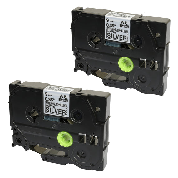 Prestige Cartridge™ Compatible TZ-SM921 TZe-SM921 Black on Strong Matt Silver Label Tapes (9mm x 8m) for Brother P-Touch Label Printing Machines - Prestige Cartridge