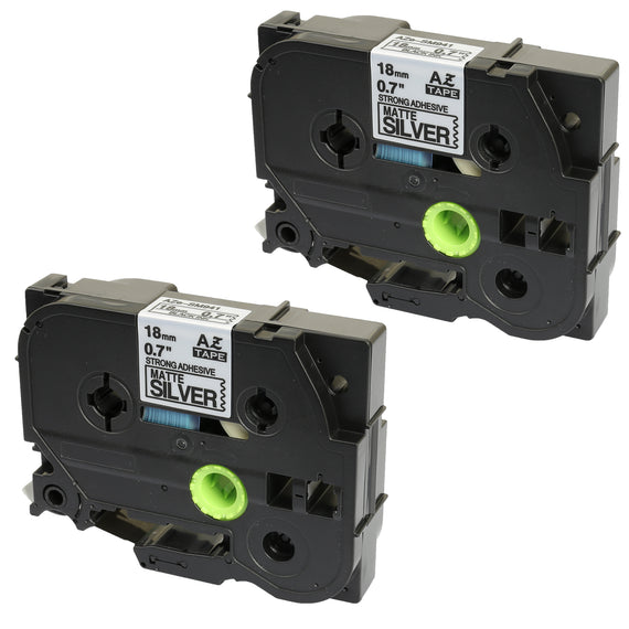 Prestige Cartridge™ Compatible TZ-SM941 TZe-SM941 Black on Strong Matt Silver Label Tapes (18mm x 8m) for Brother P-Touch Label Printing Machines - Prestige Cartridge