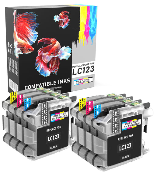 Prestige Cartridge™ Compatible LC-123 Chipped Ink Cartridges for Brother DCP-J132W, DCP-J152W, DCP-J172W, DCP-J552DW, DCP-J752DW, DCP-J4110DW, MFC-J470DW, MFC-J650DW, MFC-J870DW, MFC-J4410DW, MFC-J4510DW, MFC-J4610DW, MFC-J4710DW - Prestige Cartridge