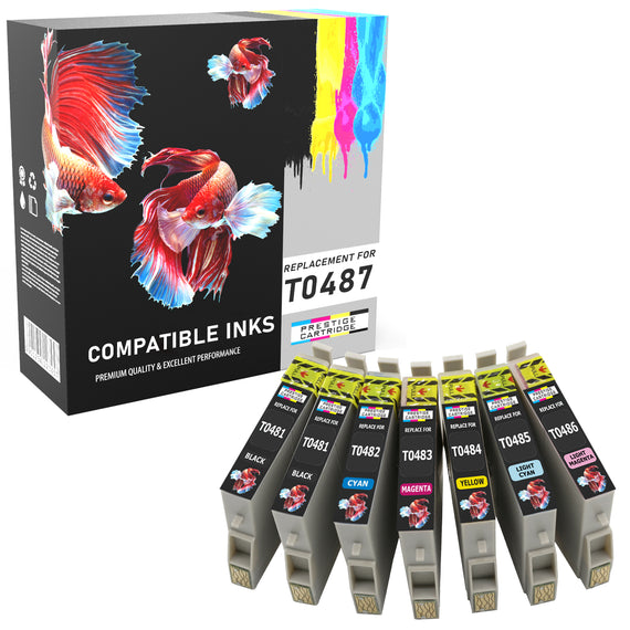 Prestige Cartridge™ Compatible T0487 Ink Cartridges for Epson Stylus Photo R200, R220, R300, R300M, R320, R325, R330, R340, R350, RX300, RX320, RX500, RX600, RX620, RX640 - Prestige Cartridge