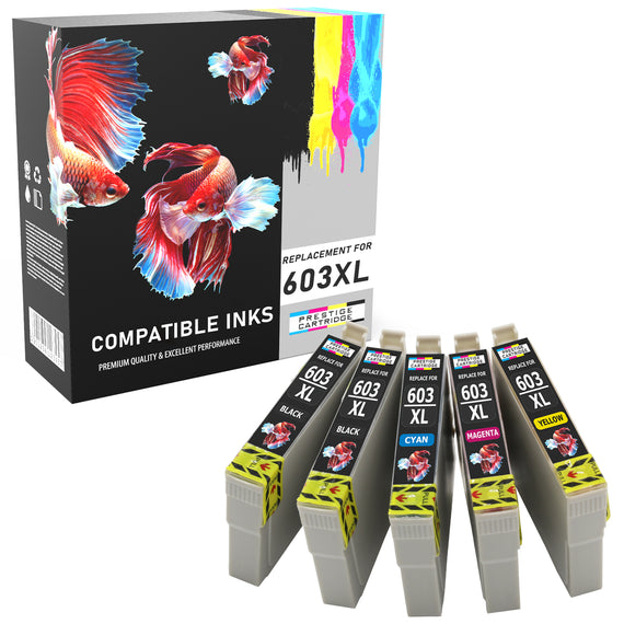 Prestige Cartridge™ Compatible 603XL Black Ink Cartridges for Epson Expression Home XP-2100 XP-2105 XP-3100 XP-3105 XP-4100 XP-4105 WorkForce WF-2810DWF WF-2830DWF WF-2835DWF WF-2850DWF - Prestige Cartridge