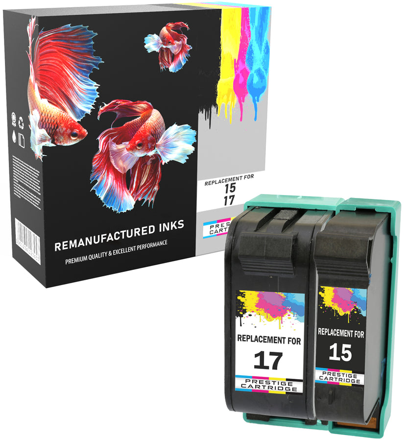 Prestige Cartridge™ Remanufactured HP 15 & 17 Ink Cartridges for HP  Deskjet 816c, 825c, 825cvr, 825cxi, 827, 840c, 841c, 842c, 843c, 845c, 845cse, 845cvr, 845cxi, 848c - Prestige Cartridge
