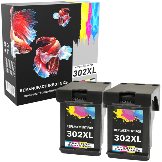 Prestige Cartridge™ Remanufactured HP 302XL Ink Cartridges for HP Officejet 3830, 3831, 3832, 3833, 3834, 3835, 4650, 4651, 4652, 4654, 4655, 4656, 4658, 5230, Deskjet 1110, 2130, 2132, 2134, 3630, 3632, 3633, 3634, 3636, 3637, 3638, 3639, Envy 4511 - Prestige Cartridge