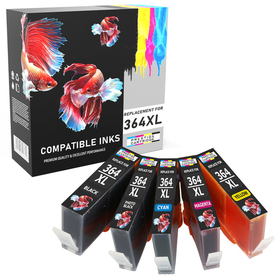 Prestige Cartridge™ Compatible HP364XL With Chip Ink Cartridges for HP Photosmart C5300, C5324, C5370, C5373, C5380, C5383, C5386, C5390, C5393, C5395, C6300, C6324, C6340, C6350, C6380, D5445, D5460, D7560, Pro B8550, B8553, B8558, Premium C309g - Prestige Cartridge