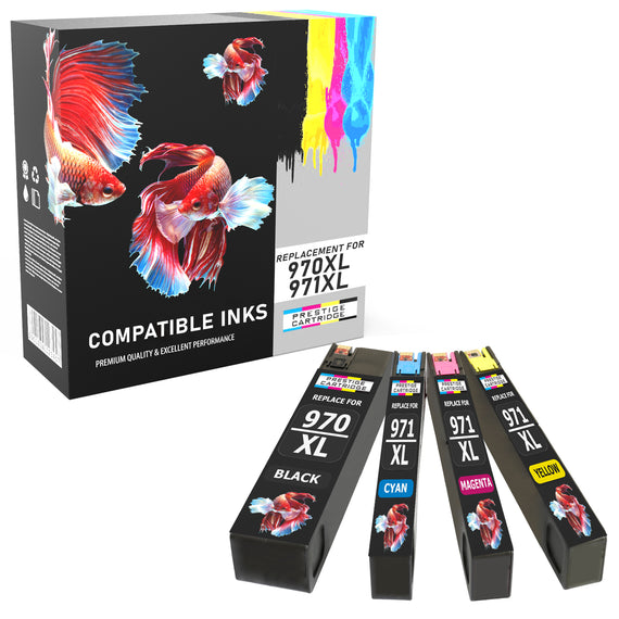 Prestige Cartridge™ Compatible HP970XL & HP971XL With Chip Ink Cartridges for HP Officejet Pro X451dn, X451dw, X476dn MFP, X476dw MFP, X551dw, X576dw MFP - Prestige Cartridge