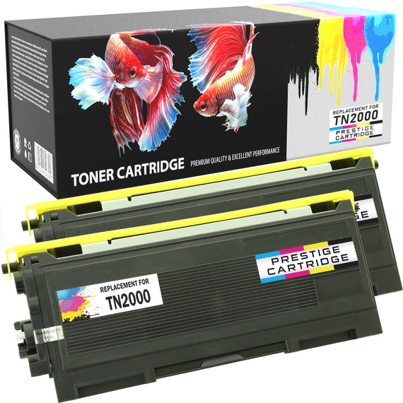 Prestige Cartridge™ Compatible TN2000 Laser Toner Cartridges for Brother DCP-7010, DCP-7010L, DCP-7020, DCP-7025, FAX-2820, FAX-2920, HL-2030, HL-2032, HL-2040, HL-2050, HL-2070, HL-2070N, HL-6050D, HL-6050DN, MFC-7220, MFC-7225N, MFC-7420, MFC-7820 - Prestige Cartridge