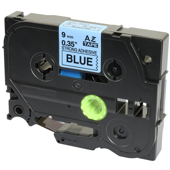 Prestige Cartridge™ Compatible TZ-S521 TZe-S521 Black on Blue Extra Strength Adhesive Label Tapes (9mm x 8m) for Brother P-Touch Label Printing Machines - Prestige Cartridge